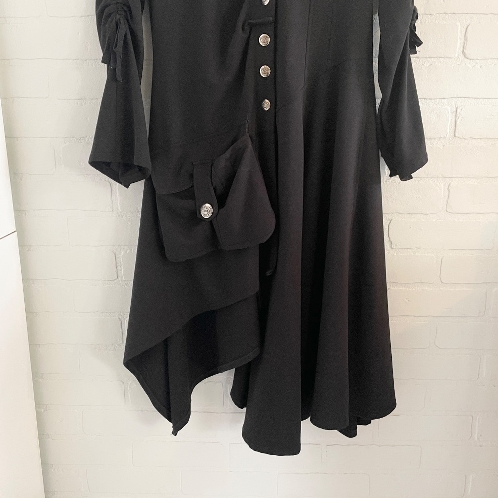 Y2K Gothic Redingote Coat Asymmetrical Button Jacket Lightweight Elloquent Sz M - Picture 8 of 16
